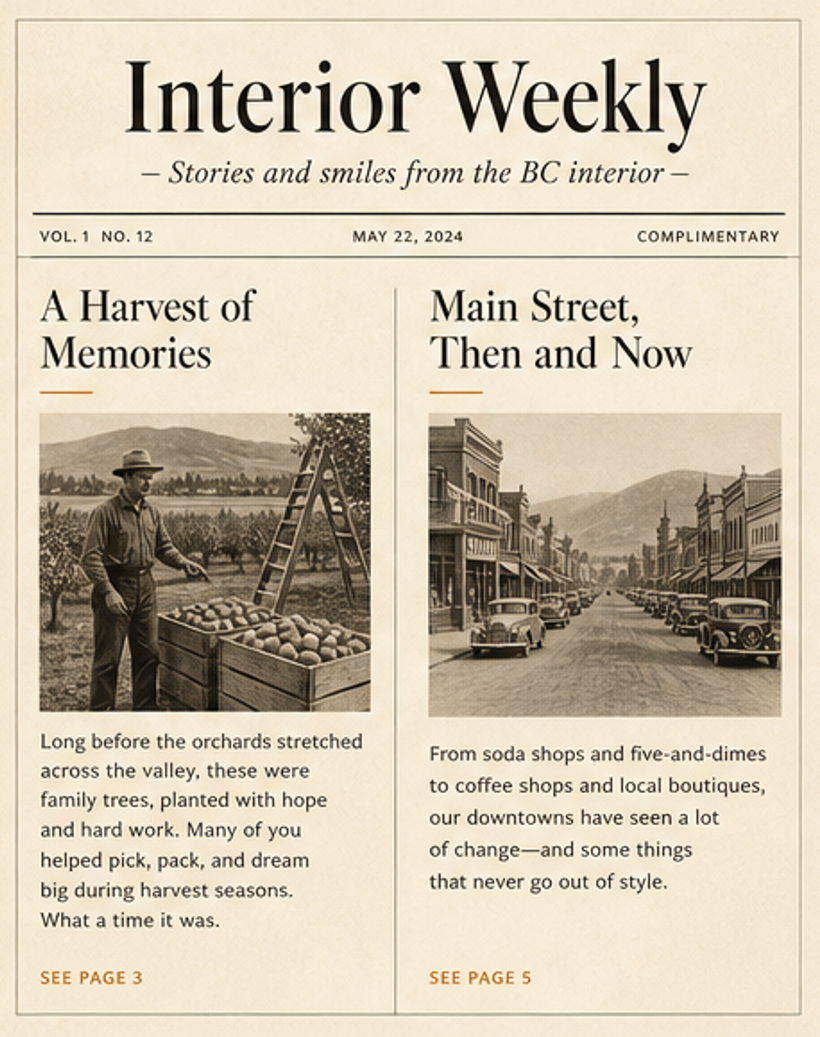 Interior Weekly: sample issue showing A Harvest of Memories and Main Street, Then and Now